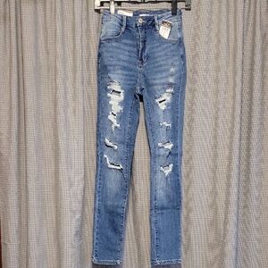 Women's Blue Distressed Jeans